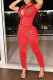Red Fashion Casual Embroidery Basic Turndown Collar Short Sleeve Two Pieces