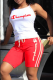 Red Street Print Patchwork Spaghetti Strap Sleeveless Two Pieces