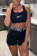 Black Casual Sportswear Print Vests U Neck Sleeveless Two Pieces