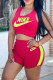 Red Casual Sportswear Print Vests U Neck Sleeveless Two Pieces