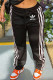 White Fashion Casual Print Patchwork Straight Bottoms