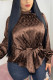 Brown Fashion Casual Print Basic Half A Turtleneck Tops