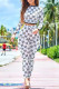 White Fashion Elegant Print Patchwork O Neck Long Sleeve Two Pieces