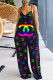 Black Sexy Casual Print Backless Spaghetti Strap Regular Jumpsuits