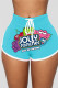 Baby Blue Street Print Patchwork Loose Mid Waist Conventional Positioning Print Bottoms
