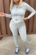 Grey Fashion Casual Solid Basic Hooded Collar Long Sleeve Two Pieces