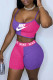 Rose Red Casual Sportswear Letter Print Patchwork Spaghetti Strap Sleeveless Two Pieces