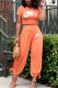 Tangerine Casual Print Patchwork O Neck Short Sleeve Two Pieces