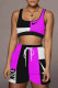 Rose Red Casual Sportswear Color Lump Printing O Neck Sleeveless Two Pieces