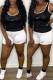 Black Casual Sportswear Solid Embroidered U Neck Sleeveless Two Pieces
