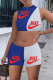 Blue Casual Sportswear Print Patchwork O Neck Sleeveless Two Pieces