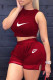 Red Fashion Casual Embroidery Patchwork O Neck Sleeveless Two Pieces