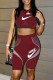 Red Casual Sportswear Print Vests O Neck Sleeveless Two Pieces