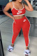 Red Sexy Casual Print Backless Spaghetti Strap Sleeveless Two Pieces