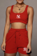 Red Casual Print Patchwork U Neck Sleeveless Two Pieces