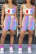 Purple Casual Sportswear Print Tie-dye U Neck Sleeveless Two Pieces