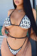 Black Fashion Sexy Print Bandage Backless Swimwears