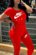 Red Casual Letter Printing O Neck Short Sleeve Two Pieces