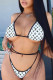 Black White Fashion Sexy Print Bandage Backless Swimwears