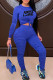 Blue Fashion Casual Print Patchwork O Neck Long Sleeve Two Pieces