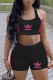Black Pink Fashion Casual Print Basic O Neck Sleeveless Two Pieces