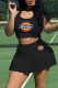 Black Casual Sportswear Print Vests U Neck Sleeveless Two Pieces