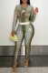Light Yellow Fashion Street Print Patchwork O Neck Two Pieces
