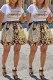 White Fashion Casual Print Basic O Neck Short Sleeve Dress