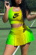 Yellow Sportswear Print Patchwork O Neck Two Pieces