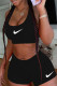 Black Casual Sportswear Solid Embroidered U Neck Sleeveless Two Pieces