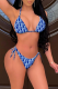 Color Blue Sexy Print Patchwork Draw String Swimwears
