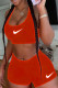 Red Casual Sportswear Solid Embroidered U Neck Sleeveless Two Pieces