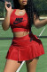 Red Elegant Letter Asymmetrical U Neck Sleeveless Two Pieces