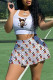 White Sexy Sportswear Print Vests U Neck Sleeveless Two Pieces