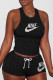 Black Casual Sportswear Embroidery Vests O Neck Sleeveless Two Pieces