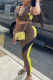 Coffee Sportswear Print Patchwork Zipper Collar Sleeveless Two Pieces