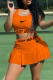 Orange Sexy Sportswear Print Vests U Neck Sleeveless Two Pieces