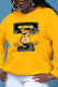 Yellow Sweet Daily Print Patchwork O Neck Tops