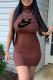 Brown Fashion Sexy Print Basic Turtleneck Sleeveless Dress