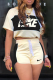 Black Casual Print Patchwork O Neck Short Sleeve Two Pieces