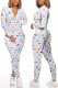 White Fashion Casual Printed Long Sleeve Jumpsuit