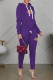 Purple Fashion Casual Patchwork Basic Hooded Collar Long Sleeve Two Pieces