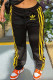 Yellow Fashion Casual Print Patchwork Straight Bottoms