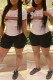 White Fashion Casual Print Basic O Neck Short Sleeve Two Pieces