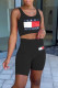 Black Casual Print Patchwork U Neck Sleeveless Two Pieces
