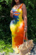 Orange Sexy Casual Print Tie-dye U Neck Sleeveless Long Dress