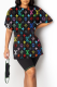 Black Yellow Casual Print Patchwork O Neck High Waist T-Shirts （Only with short sleeves）