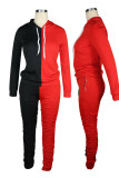 Pink Casual Solid Patchwork Fold Zipper Hooded Collar Long Sleeve Two Pieces