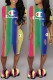 Colour Fashion Casual Print Basic O Neck Short Sleeve Two Pieces
