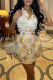 White Fashion Casual Print Basic Turndown Collar Shirt Dress